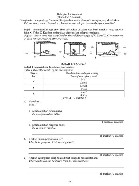 Koleksi soalan dan latihan tmk dan rbt tahun 4 + jawapan. Bahagian b Kertas Ujian 2 Sains Tahun 4 (2012)