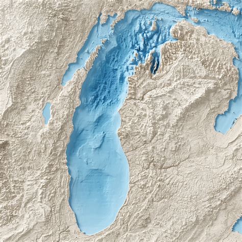 Great Lakes Bathymetry Shaded Relief Map Natural Etsy