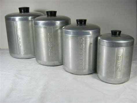 Vintage Aluminum Canisters Retro 50s Canister Set4