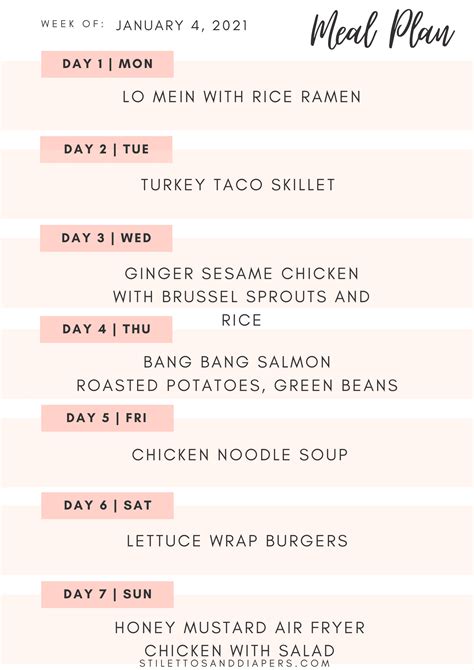 2 Week Healthy Dinner Meal Plan Stilettos And Diapers