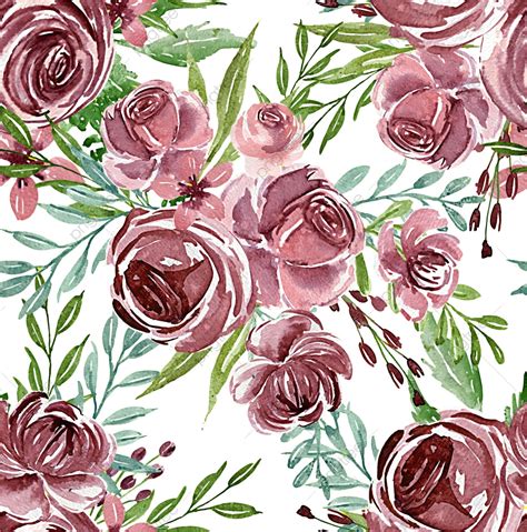 Seamless Pattern Of Flower Purple Watercolor For Textile