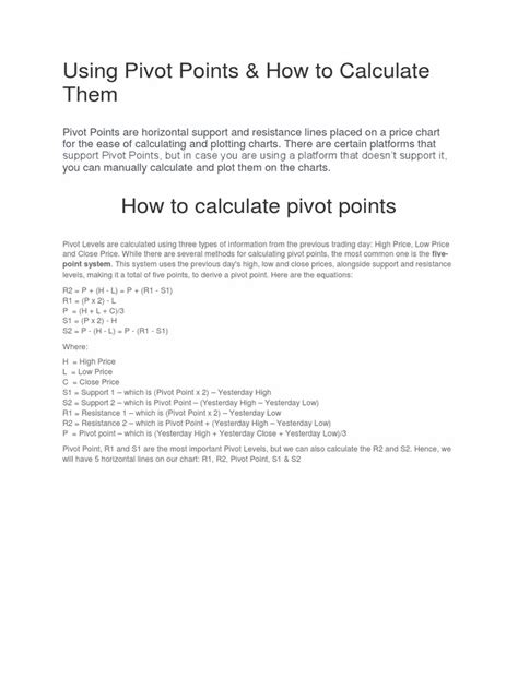 Using Pivot Points And How To Calculate Them Pdf Teaching Mathematics