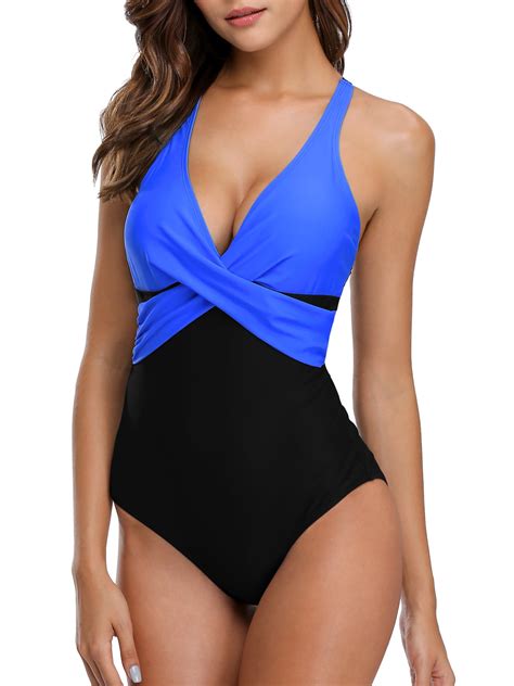Charmo Charmo Tummy Control One Piece Swimsuits Women Padded Bathing Suits Front Cross