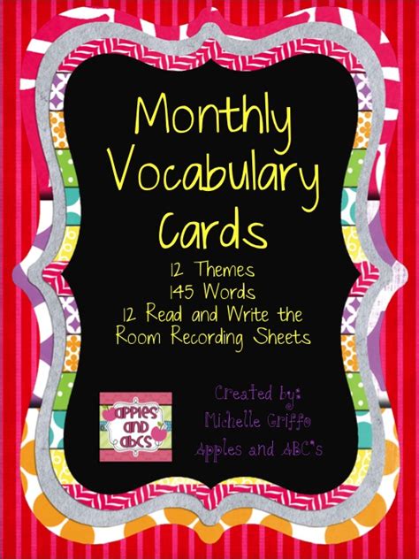 Monthly Vocabulary Cards Apples And Abcs