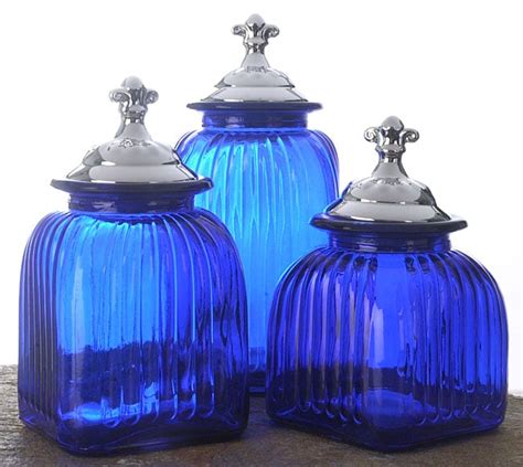Classic Solutions 3 Piece Blue Glass Canister Set Free Shipping On