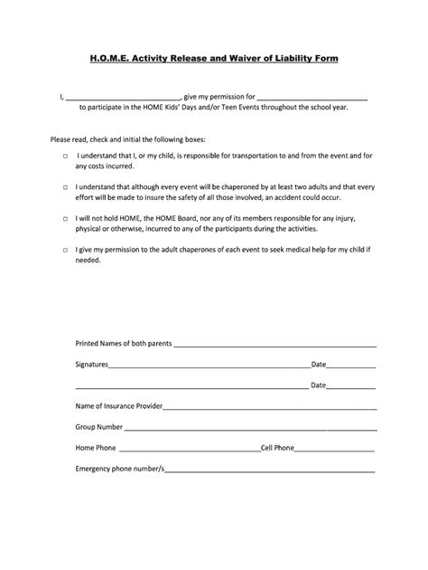 Activity Waiver And Release Form Fill Out Sign Online Dochub