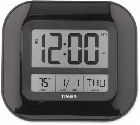 Timex Atomic Digital Wall Clock With Indoor Temperature Black 8 X 9
