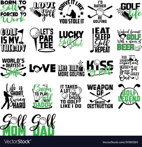 Set Golf Quotes Golf Sport Quotes Royalty Free Vector Image