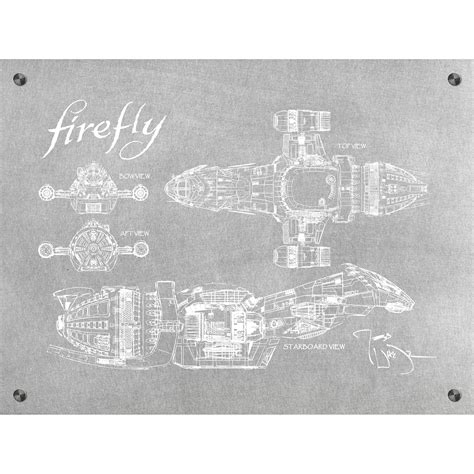 Firefly Serenity Blueprint Aluminum Black Ink Sci Fi Screen