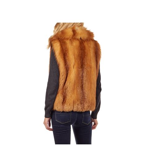 The Red Fox Fur Vest With Collar For Women