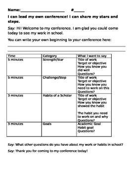 student led conference guide sheet   ace teachers llc