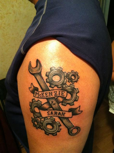The Hubbys Tattoo He Is A Diesel Mechanic And Has Two Beautiful