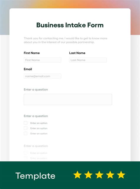 Business Intake Form Free 2023 Updated Bonsai