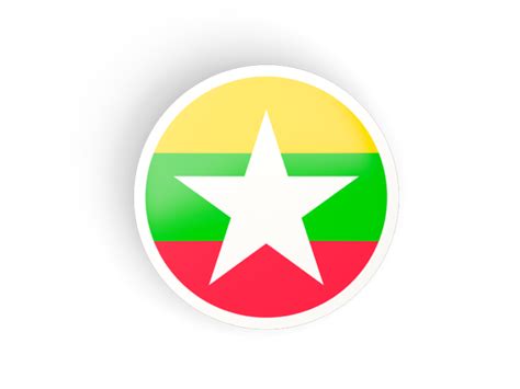 Round Concave Icon Illustration Of Flag Of Myanmar