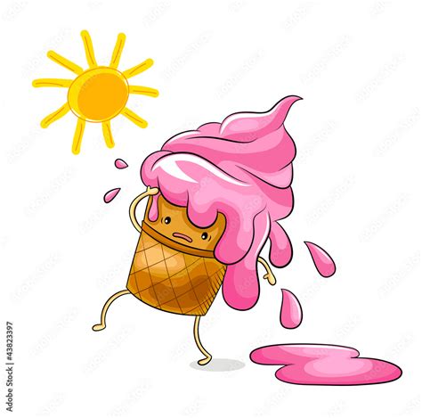 Cartoon Ice Cream Melting In The Sun Stock Vector Adobe Stock