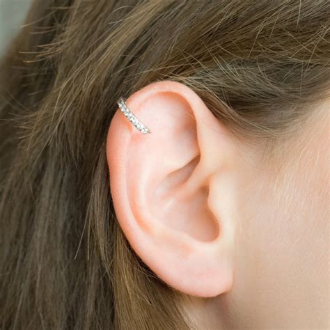 Rose Gold Helix Piercing Helix Earring Cz Diamonds Cartilage Etsy