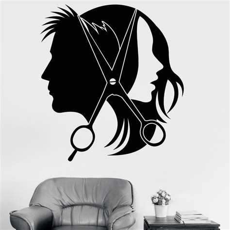 vinyl wall decal hairdresser stylist hair salon unisex stickers mural — wallstickers4you