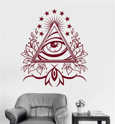 Wall Vinyl Decal Masons Pyramid Eye Of Providence Art Room Sticker