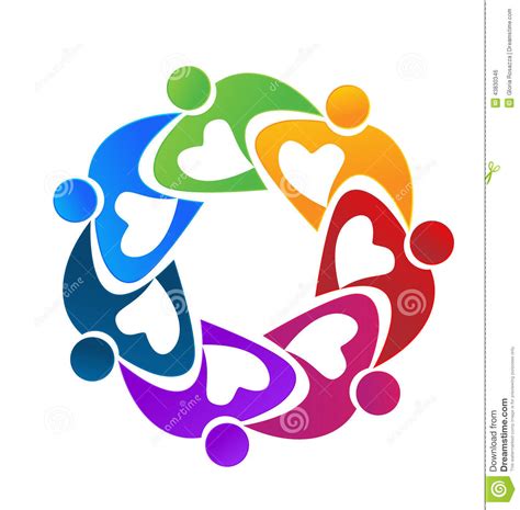 Teamwork Colorful People Working Together Logo Stock Illustration