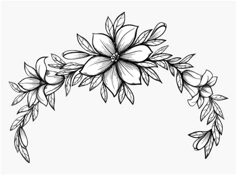 Blackandwhite Lineart Outline Flowers Floral Flowercrown