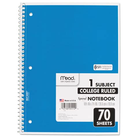 Acco Mead Spiral Notebook 1 Subject Mediumcollege Rule Assorted