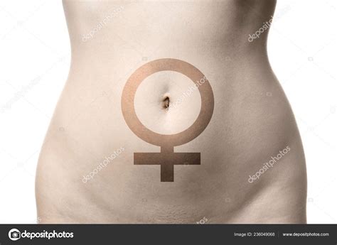 Rahim veya mide ya da kadının göbek kadın Venüs sembolü Stok