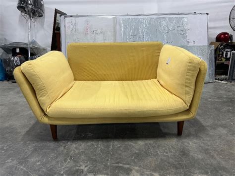 2 Seater Fabric Sofa Bed Yellow Colour Katil Sofa Fabrik 2 Tempat