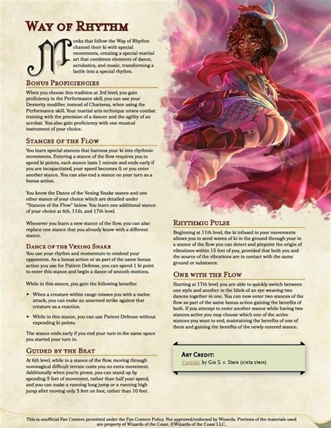 Way Of Rythm Punch Your Enemies But Like In A Fancier Way V Unearthedarcana D D Homebrew
