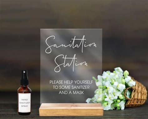Sanitation Station Sign Clear Or Frosted Acrylic Sign For Etsy Wooden
