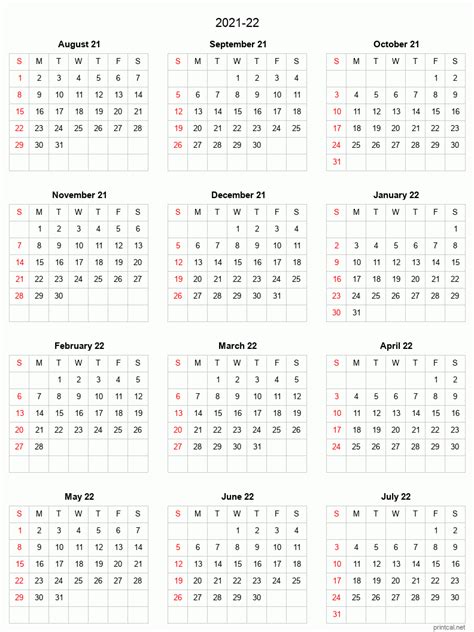 2021 And 2022 Academic Calendar Printable Calendar Printables Free Blank