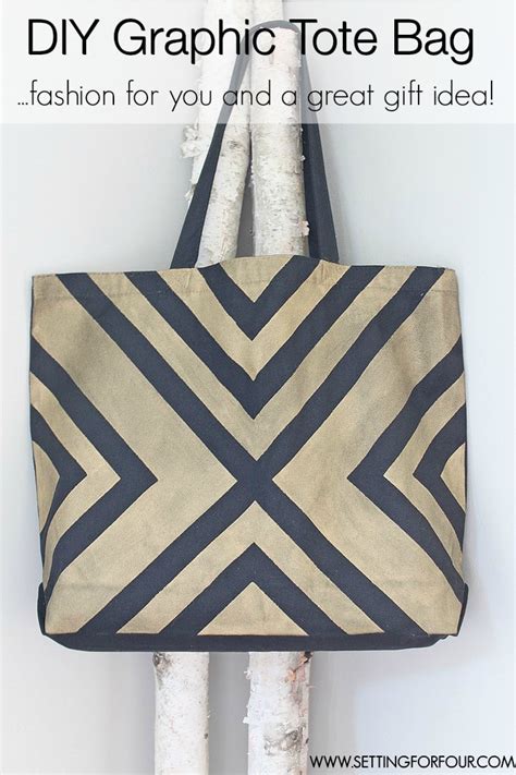 Diy Tote Bag With Black And Gold Graphic Pattern Setting