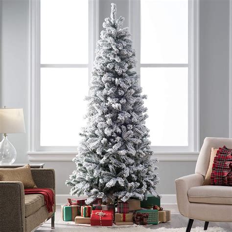 The Holiday Aisle Classic Flocked Slim Pre Lit Christmas Tree 9 Ft