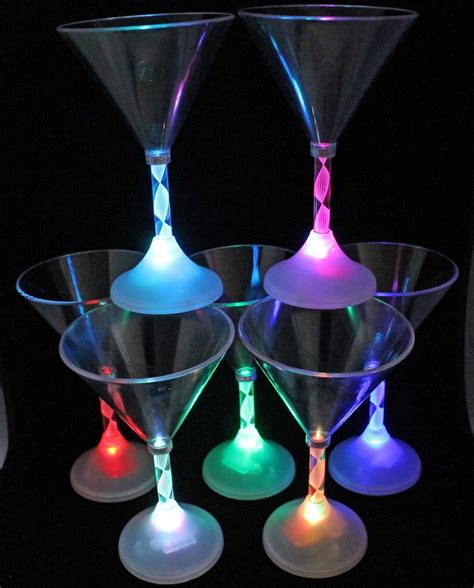 Flashing Led Martini Glass Light Up Barware Drink Cup3128 6 Oz Home