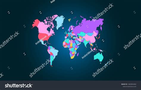 World Map Color Vector Modern Royalty Free Stock Vector 1682804482