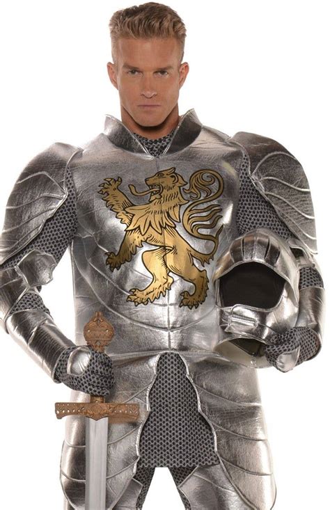 Silver Knight In Shining Armour Costume Mens Medieval Knight Outfit
