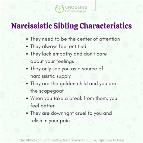 the effects of living with a narcissistic sibling and 5 ways to deal with them choosing therapy