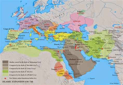 Islamic Expansion 630 To 750ce Ancient Maps Historical Maps Europe Map