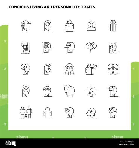 Set Of Concious Living And Personality Traits Line Icon Set 25 Icons