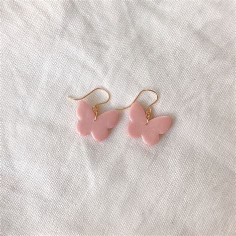 Pink Butterfly Dangle Earrings Etsy