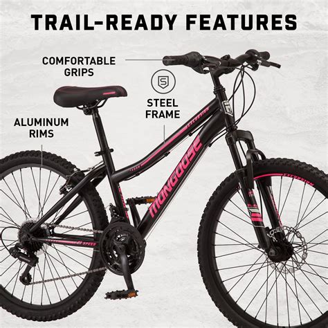 Mongoose Excursion Mountain Bike 24 Inch Wheel 21 Speeds Boys Frame