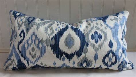 See more ideas about lumbar pillow, pillows, lumbar. Blue, White and Grey Ikat Custom Pillow Cover in Swavelle ...