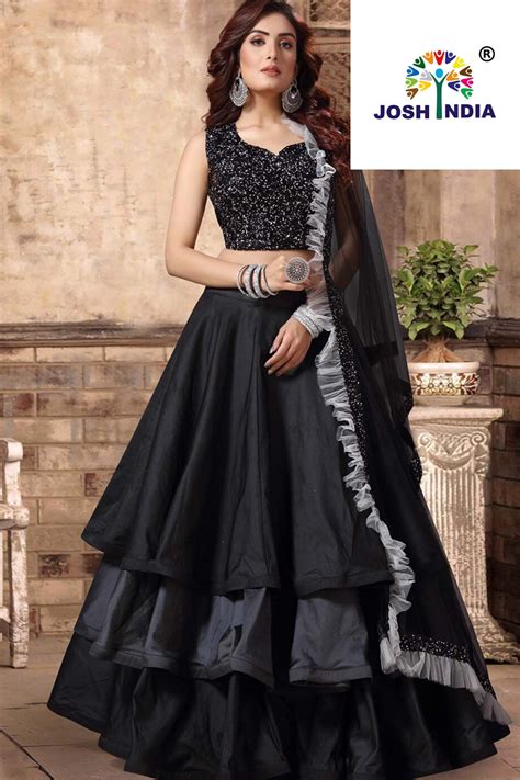indian designer simple black color lehenga choli for wedding outfits lehenga for girls