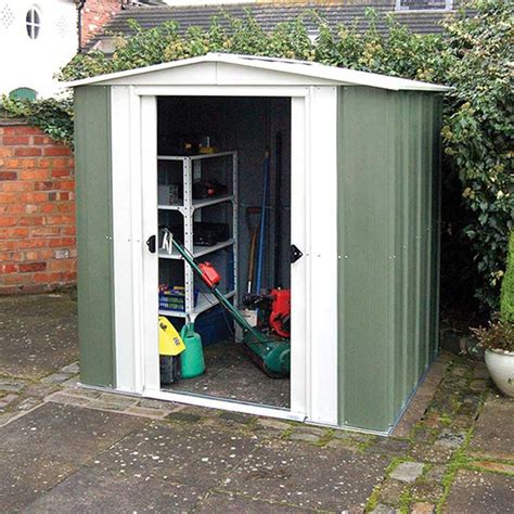 Rowlinson Greenvale Pent Metal Shed 6x4 Metal Shed Garden Storage