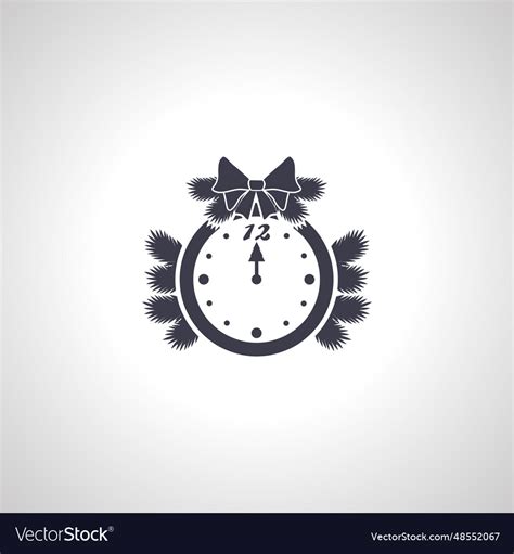 Clock Face 12 Oclock Icon Happy New Year Isolated Vector Image