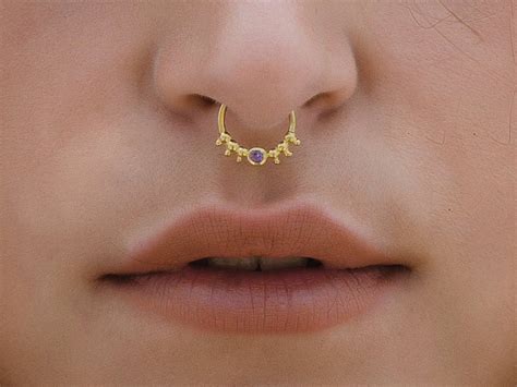 K Gold Septum Ring Solid Gold Septum Septum Jewelry Nose Etsy