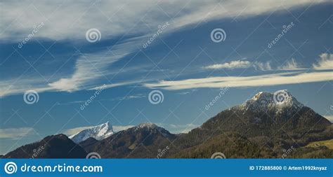 Picturesque Gorgeous Alps Mountains Panoramic Landscape Snowy Peak