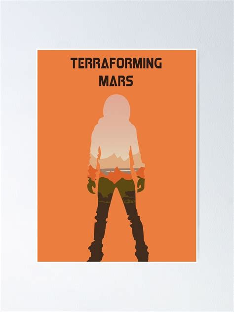 Terraforming Mars Orange Design Minimalist Silhouette Poster Style