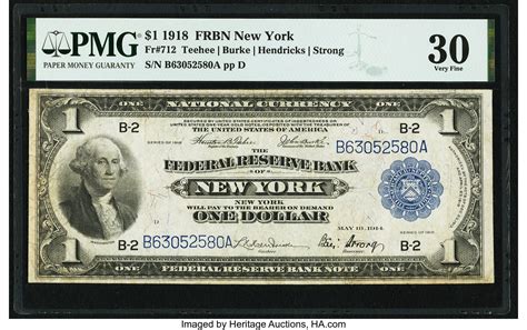 1918 New York Federal Reserve Bank Notes Large Pricing Guide The