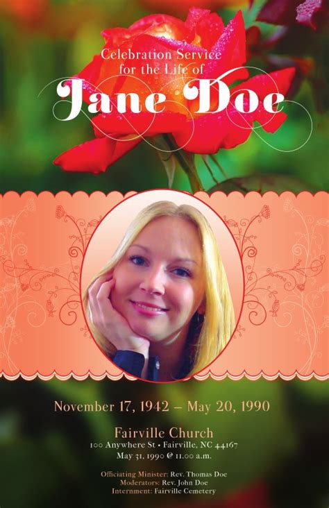 Roses Funeral Program Template By Michael Taylor Flipsnack