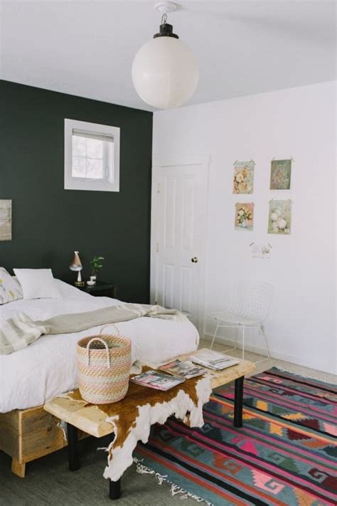 Beautiful Black Modern Bedrooms Bright Green Door